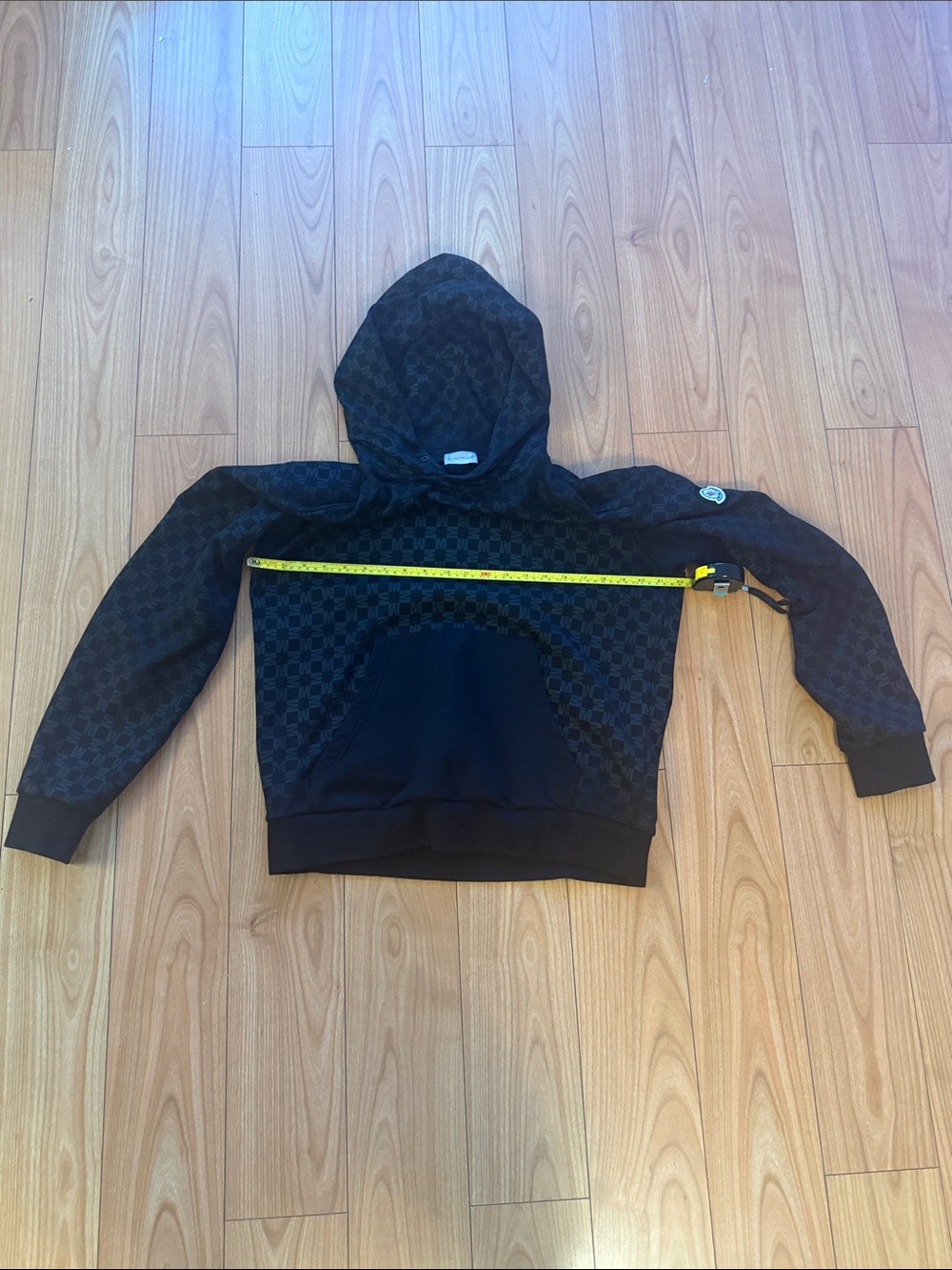 Moncler Men's Black Patterned Hooded Sweatshirt